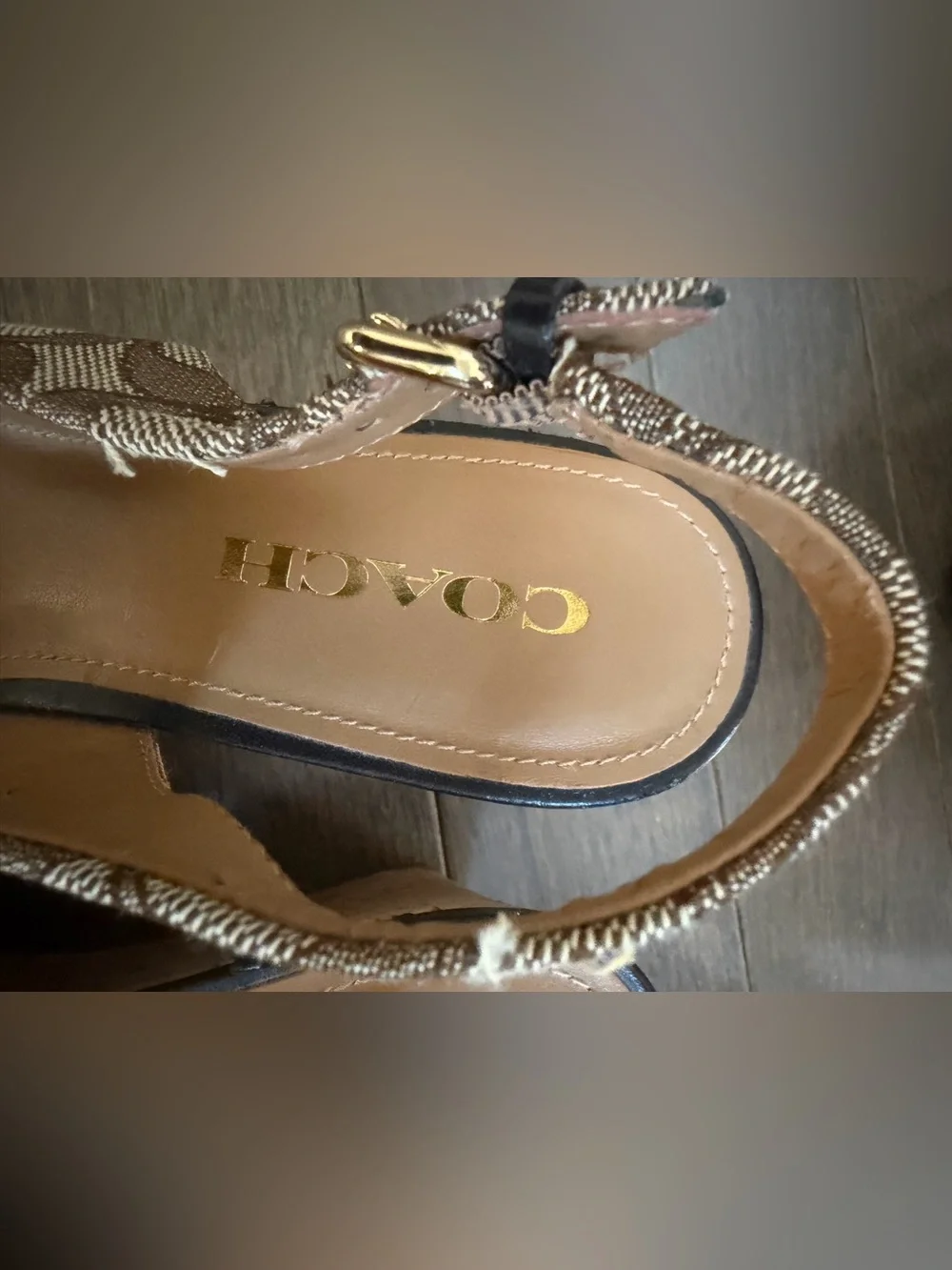 Coach Signature Canvas Slingback Wedges